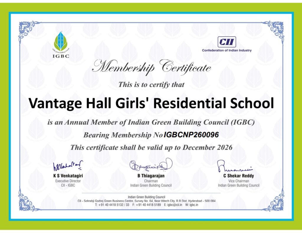 Vantage Hall IGBC membership - best girls boarding school in Dehradun green campus