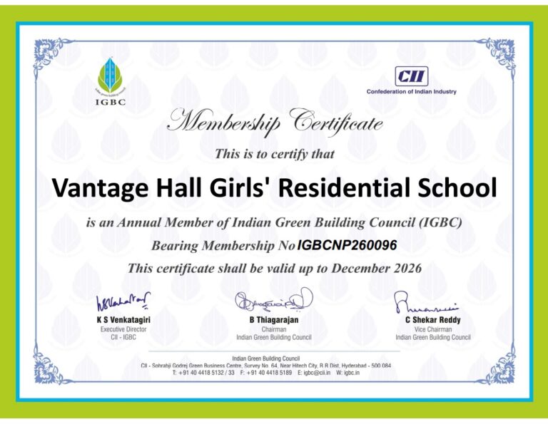 Vantage Hall IGBC membership - best girls boarding school in Dehradun green campus