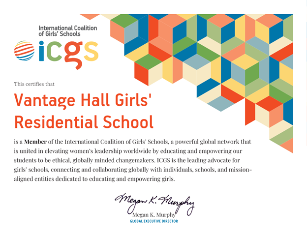 Vantage Hall joins ICGS global network - best girls boarding school in Dehradun international membership announcement.