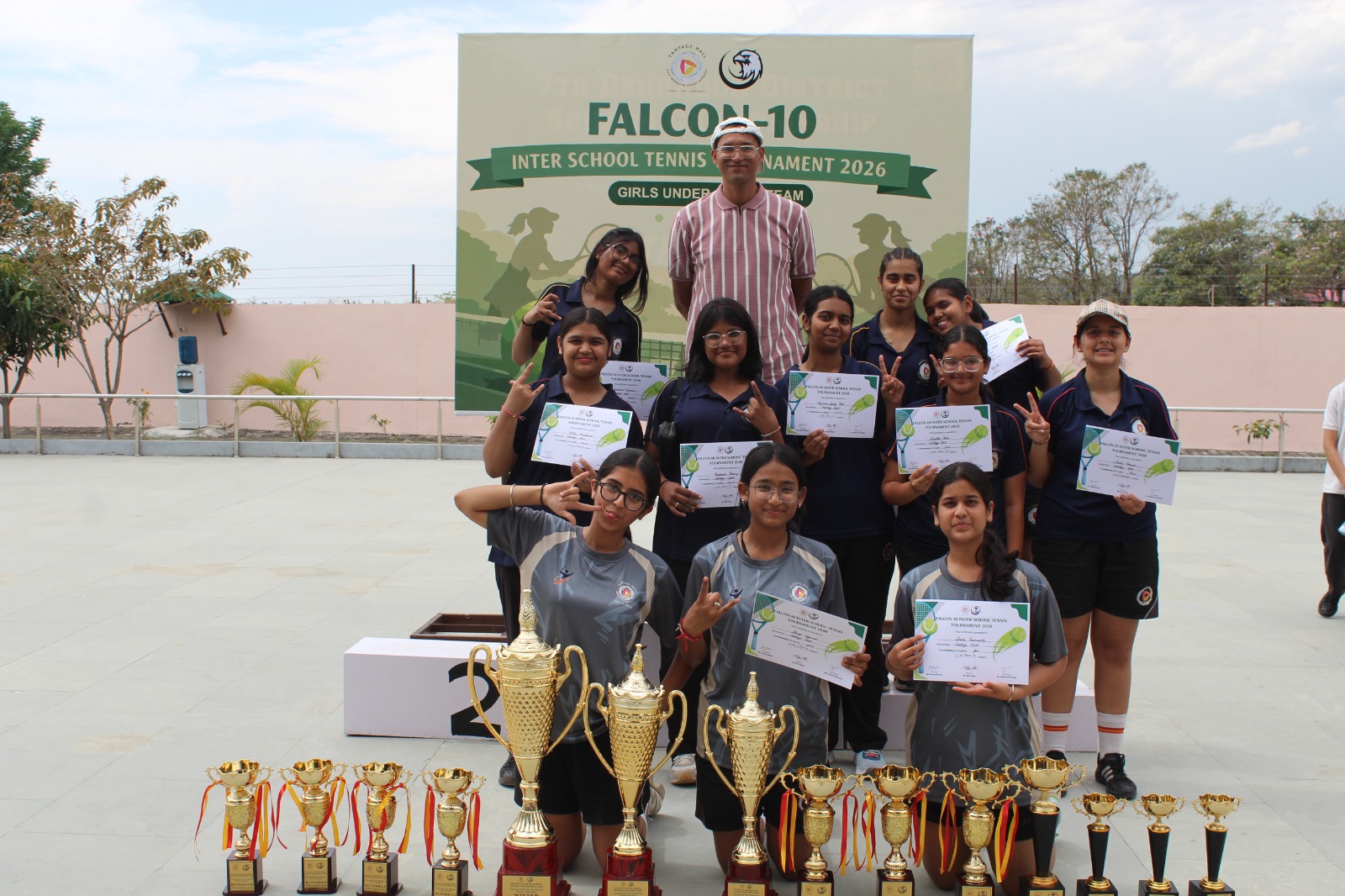 Falcon 10 Inter-School Tennis Tournament winners at Vantage Hall - best girls boarding school in Dehradun sports excellence