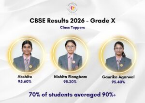 Grade X Board Toppers of Vantage Hall Girls Boarding School Dehradun - Akshita, Gaurika, and Nishita 2026 Results.