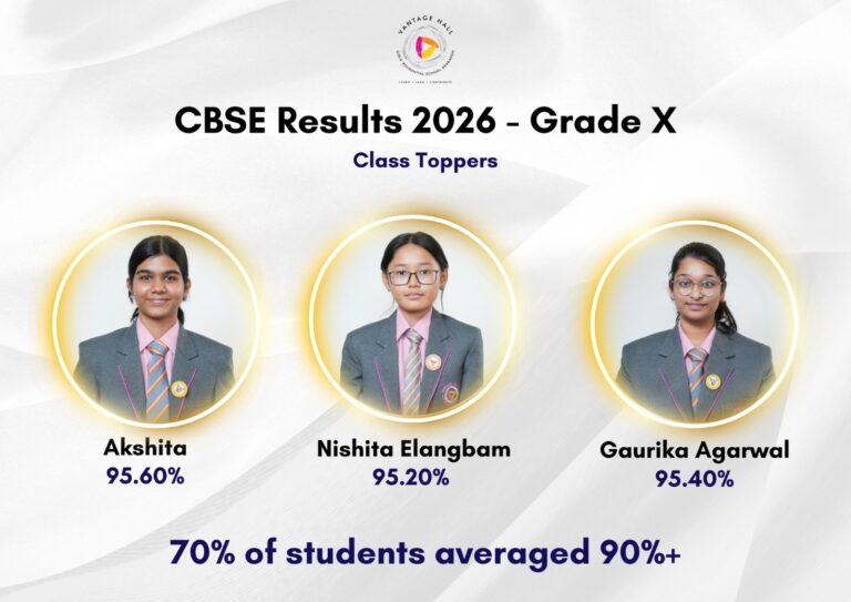 Grade X Board Toppers of Vantage Hall Girls Boarding School Dehradun - Akshita, Gaurika, and Nishita 2026 Results.
