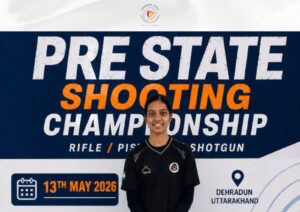 Mokshda Singh with her 1st Rank trophy at the Uttarakhand Pre-State Shooting Championship - best girls boarding school in Dehradun.
