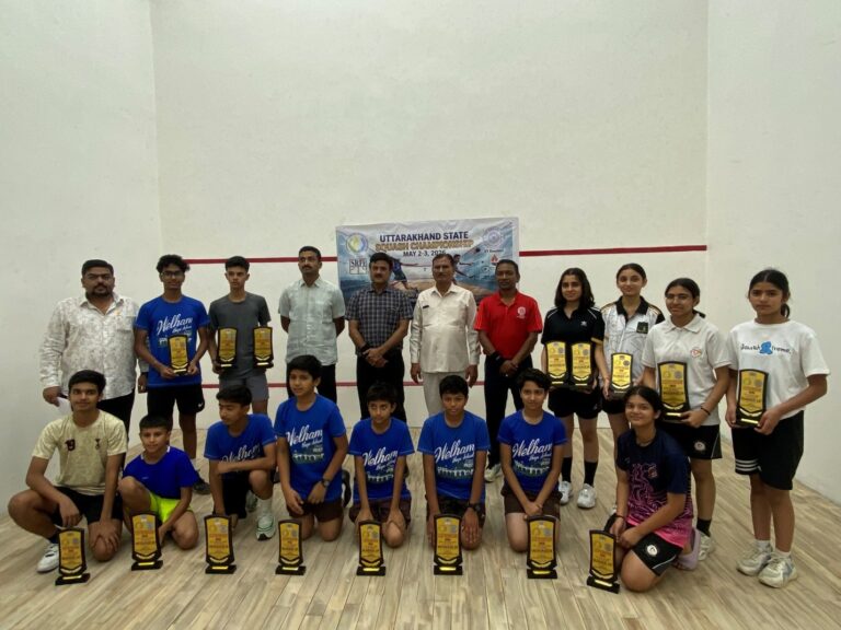 Vantage Hall squash champions Partigya and Gargi with their Gold medals at Uttarakhand State Championship 2026 - best girls boarding school in Dehradun.