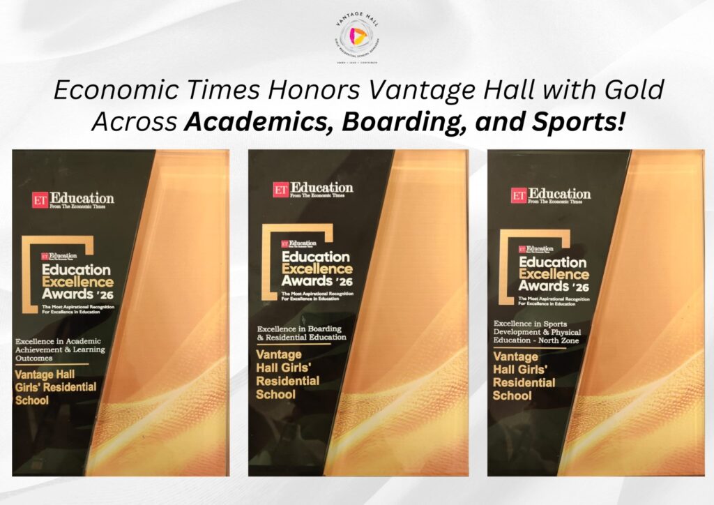 Vantage Hall leadership receiving the National Excellence trophy at Economic Times Awards 2026 - best boarding school in Dehradun