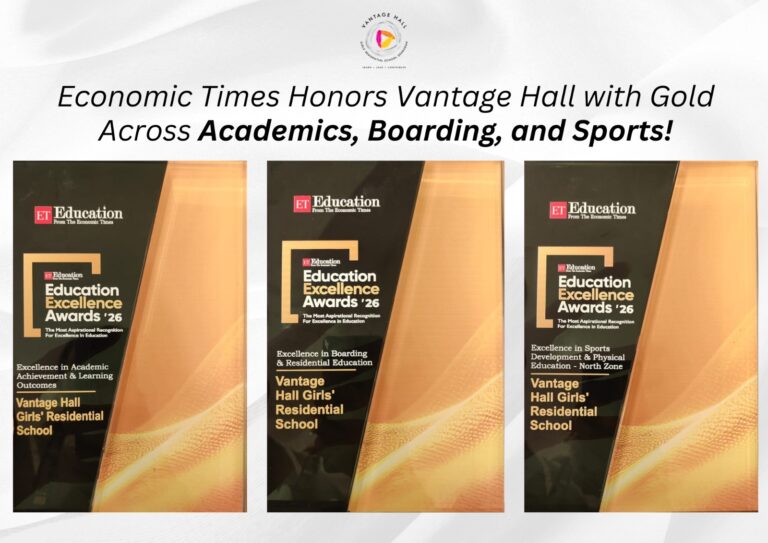 Vantage Hall leadership receiving the National Excellence trophy at Economic Times Awards 2026 - best boarding school in Dehradun