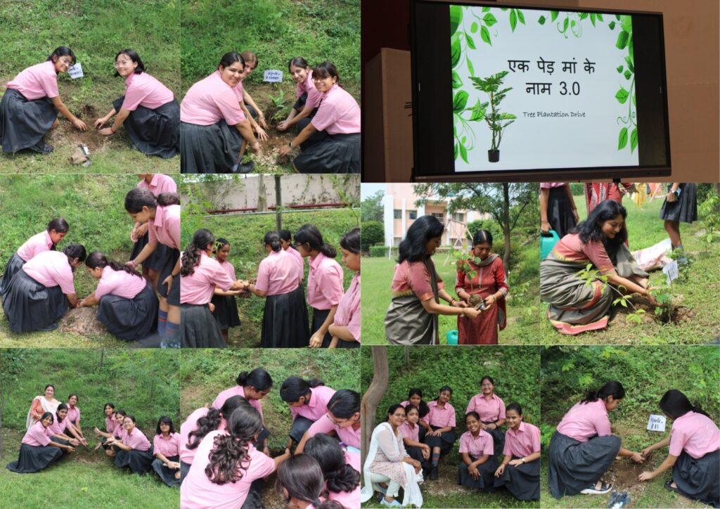 Vantage Hall Falcons planting saplings during Ek Ped Maa Ke Naam 3.0 drive at the best girls boarding school in Dehradun