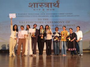 Kritika Sarkar and Parnika Tripathi receiving Best Delegate awards at the best girls boarding school in Dehradun India