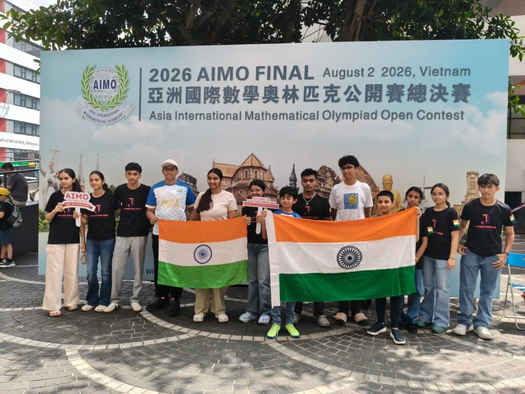 Moli Agarwal representing India on stage at the Asian International Mathematical Olympiad in Vietnam - best girls boarding school in Dehradun