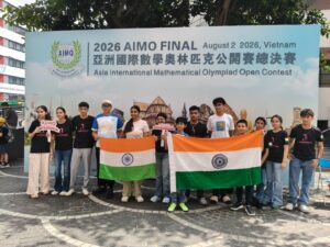 Moli Agarwal representing India on stage at the Asian International Mathematical Olympiad in Vietnam - best girls boarding school in Dehradun