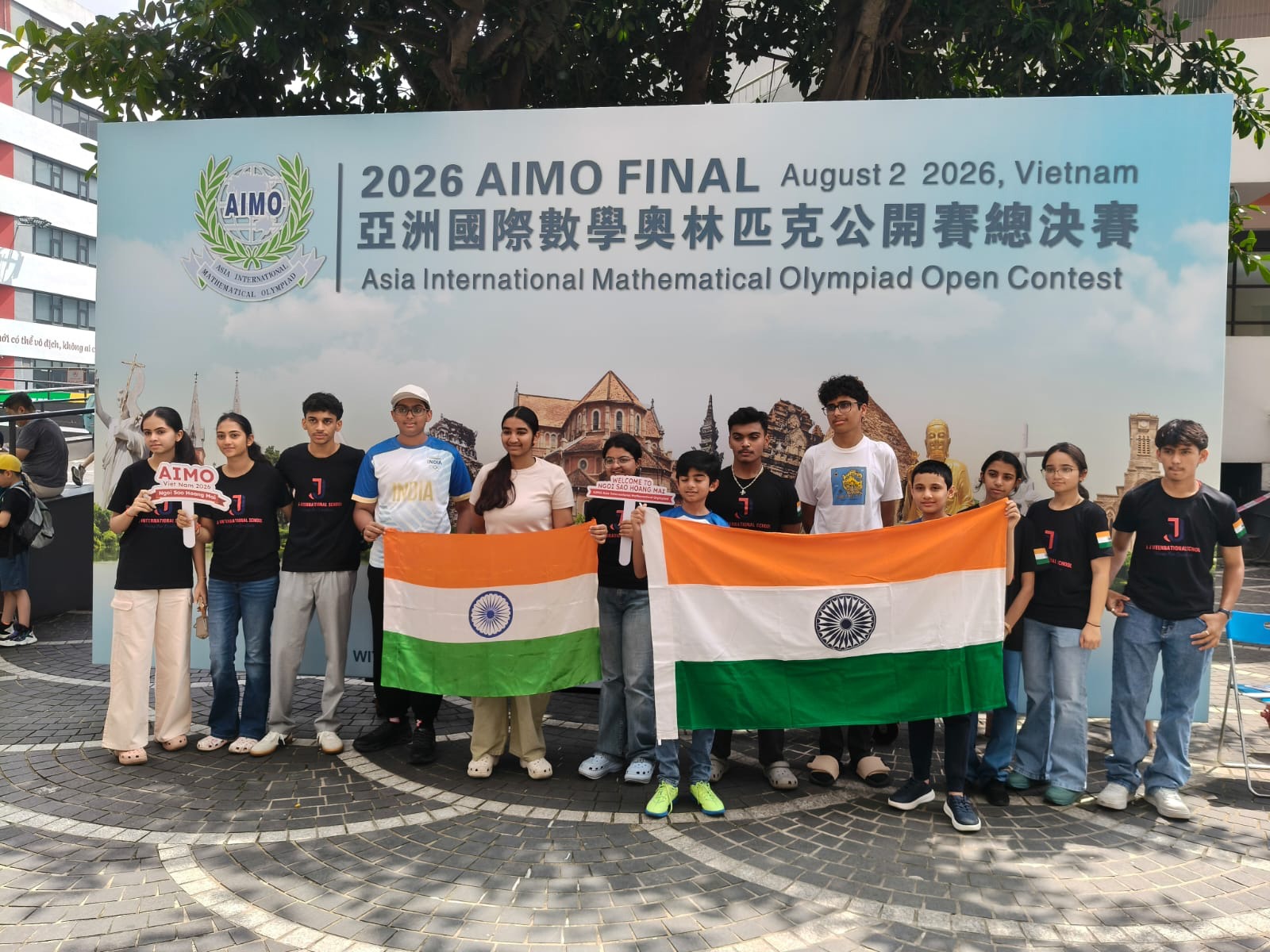 Moli Agarwal representing India on stage at the Asian International Mathematical Olympiad in Vietnam - best girls boarding school in Dehradun