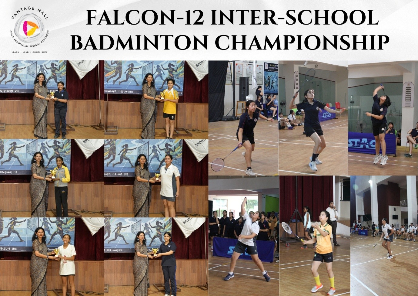 Smashing Success during match rallies at the Falcon-12 Interschool Badminton Tournament at Vantage Hall - best girls boarding school in Dehradun India
