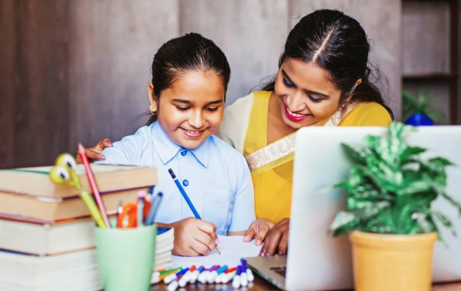 Teacher mentoring a student in a 1:5 personalized learning environment at Vantage Hall - best girls boarding school in Dehradun