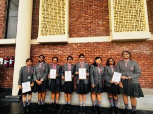 Vantage Hall students receiving top awards at the Lumina Spanish Language Competition hosted by Unison World School - best girls boarding school in Dehradun India