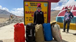 Grade 6 student-mountaineer Tara Nysa Ramani in technical climbing gear on Mount Elbrus - best girls boarding school in Dehradun