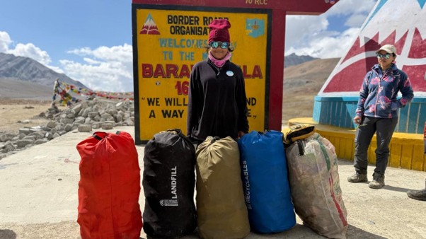 Grade 6 student-mountaineer Tara Nysa Ramani in technical climbing gear on Mount Elbrus - best girls boarding school in Dehradun