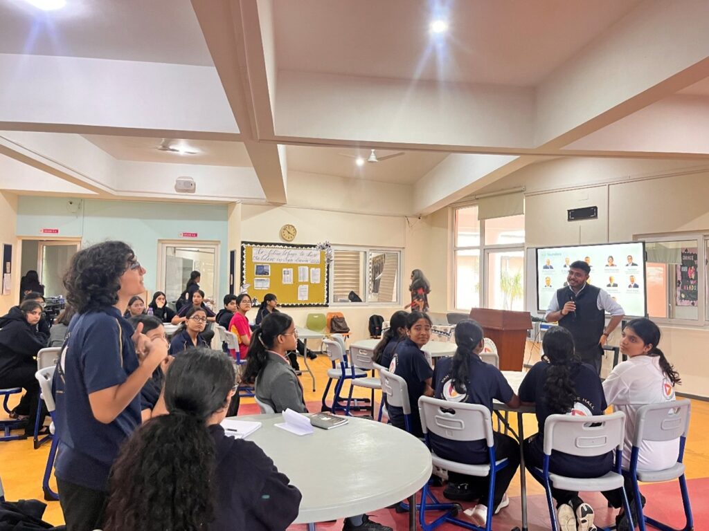 Ms. Aniha Brar conducting the Brains & Bots session on Human and Artificial Intelligence coexistence at Vantage Hall - best girls boarding school in Dehradun India