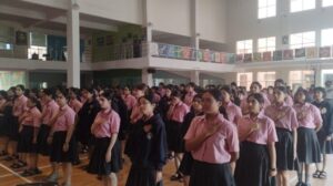 Students taking the health and nutrition pledge during National Nutrition Week at Vantage Hall - best girls boarding school in Dehradun India