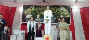 Vantage Hall student athletes displaying medals and trophies at the Martial Arts Inter-Dojo Karate Championship - best girls boarding school in Dehradun India