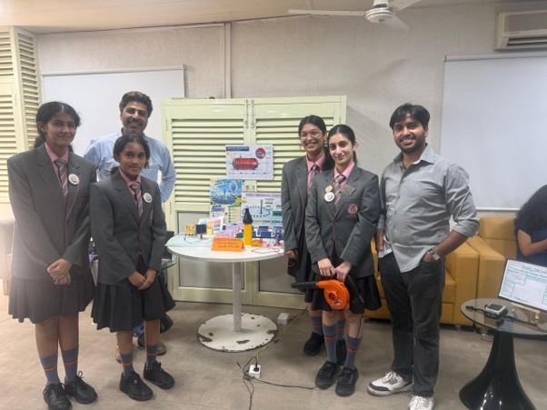 Vantage Hall student innovation team presenting their Hybrid Photovoltaic Structure at ICNEMI 2026 - best girls boarding school in Dehradun India